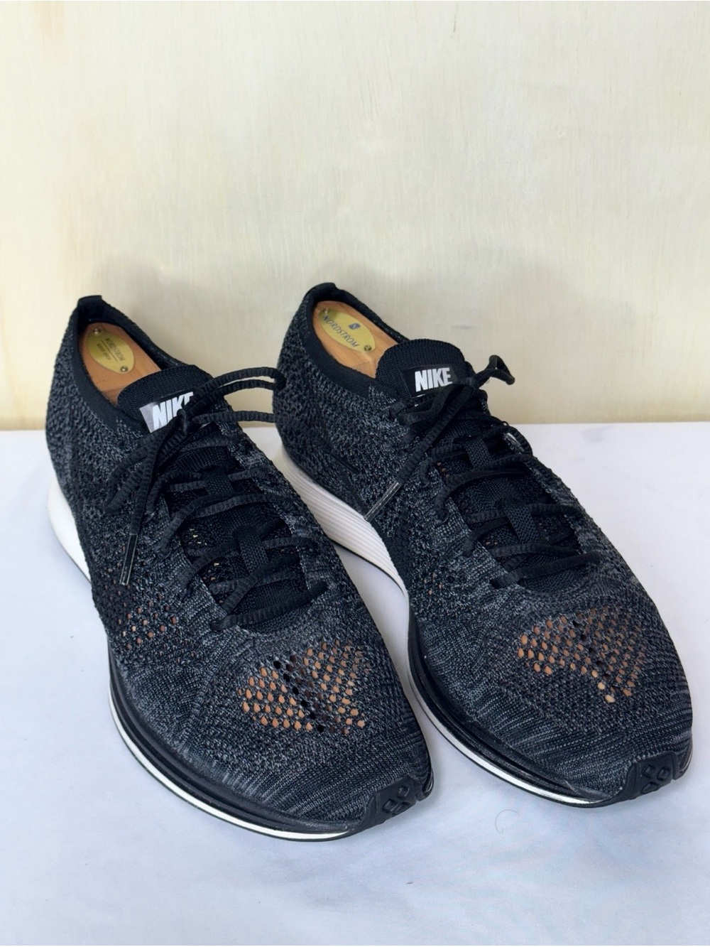 Nike Flyknit Racer Knit By Night Shoes Mens Size US 10 Black Running Sneakers